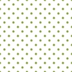Soft Green Pollka Dot Pattern on White