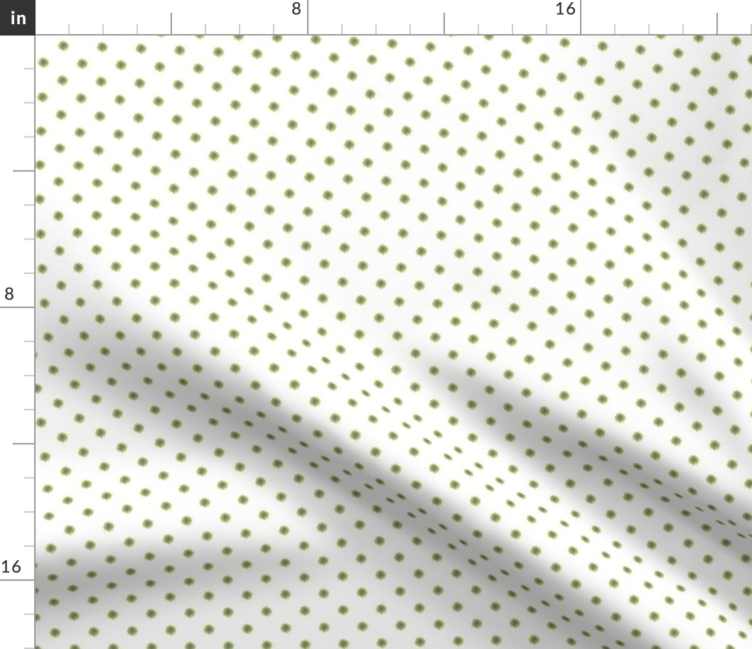 Soft Green Pollka Dot Pattern on White