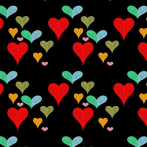 Hearts on black background