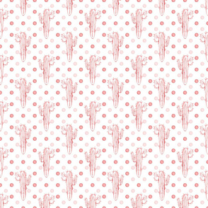 Pink Cactus on Polka Dot Background