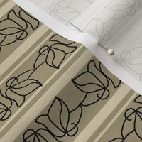 Wrought Iron Leaves on Beige and Cream Stripe