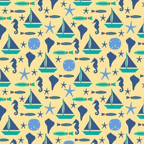 Beach Sailing Yellow Blue Small