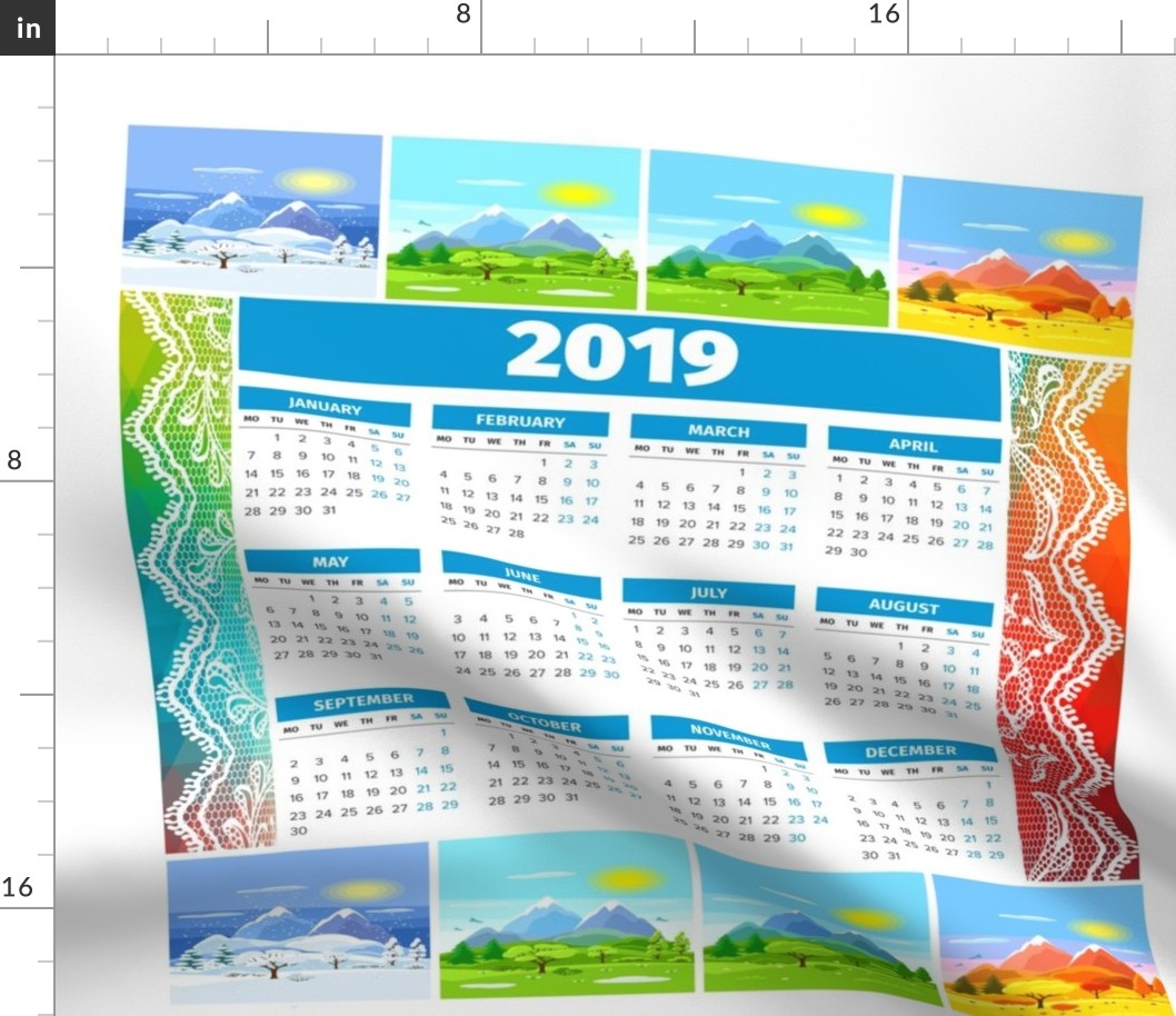 2019 Calendar Tea Towl