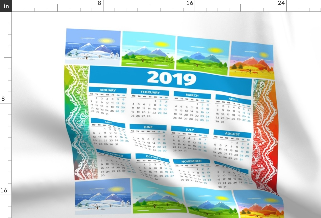 2019 Calendar Tea Towl