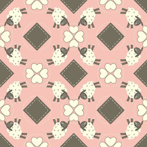 You Feel Sheepy  / Brown -Pink Quilt 