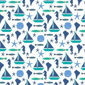 Beach Sailing White Blue Small