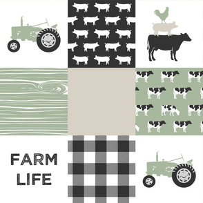 farm life - light sage green and tan (solid)  C18BS 