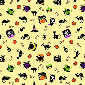 Halloween Spooks On Yellow