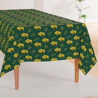 distressed buffalo on green  linen - gold C18BS