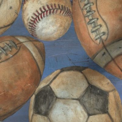 Be the Ball Sports - Baseball, Football, Soccer and Basketball on Blue