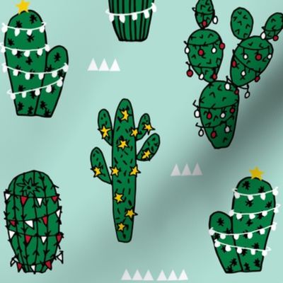 LARGE - christmas cactus // cute xmas holiday cacti fabric cute cactus fabrics