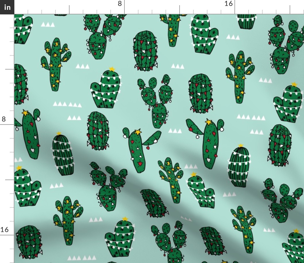 LARGE - christmas cactus // cute xmas holiday cacti fabric cute cactus fabrics