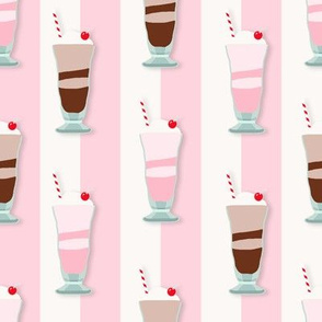 ice cream sodas on pink stripes