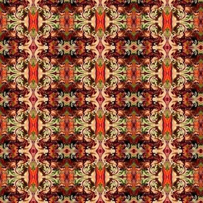 BNS7 - Small Marbled Mystery Tapestry in Rust - Brown - Orange - Green