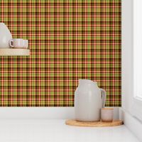 BNS7 - Mini Tartan Plaid - Yellow Green - Rusty Brown - Peach