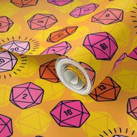 Tossed d20 in Pink & Orange (Small Scale)