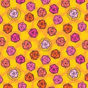 Tossed d20 in Pink & Orange (Small Scale)