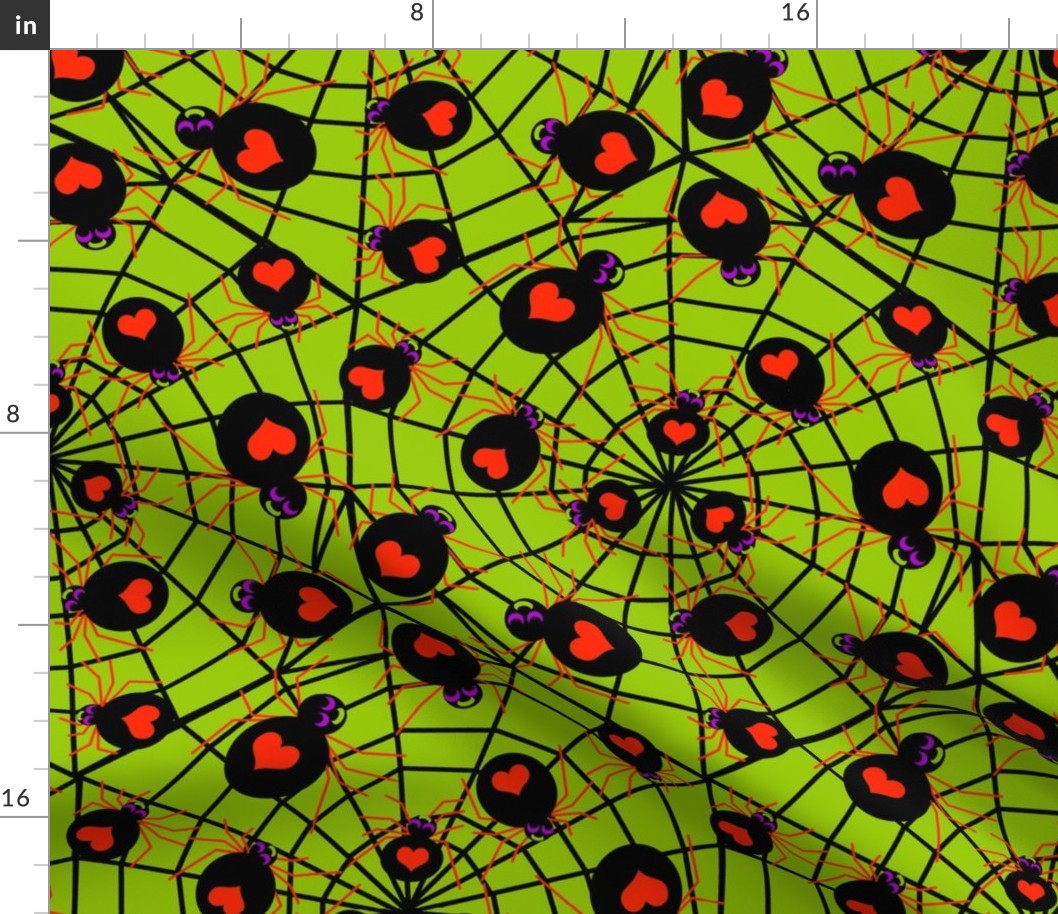 Spiders Love Halloween on Slime Green