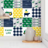 farm life - wholecloth green, yellow, and navy - woodgrain C18BS