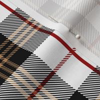 Scottish Tartan Plaid | Black, White, Tan and Red