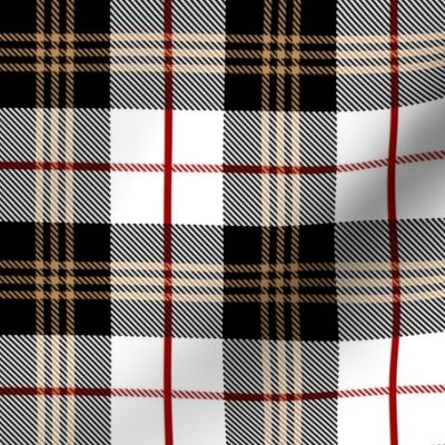 Scottish Tartan Plaid | Black, White, Tan and Red