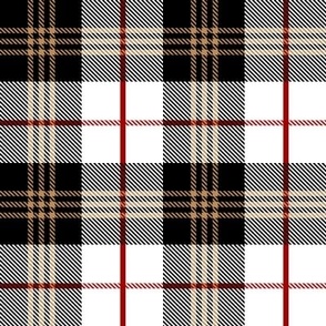 Scottish Tartan Plaid | Black, White, Tan and Red
