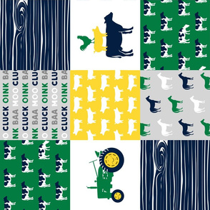 farm life - wholecloth green, yellow, and navy - woodgrain C18BS (90)