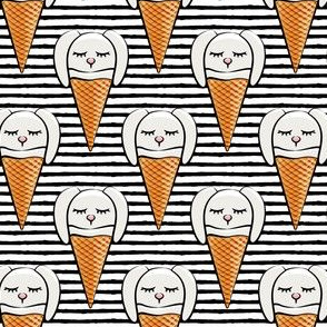 bunny ice-cream cones - black stripes