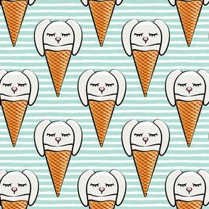 bunny ice-cream cones - aqua stripes