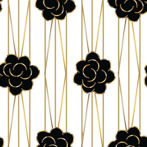 20's Rose deco black & white