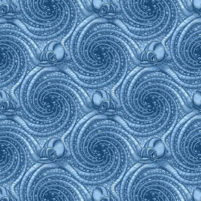 ★ KRAKEN ' ROLL ★ Monochrome Blue - Tiny Scale / Collection : Kraken ' Roll – Steampunk Octopus Print