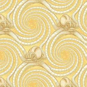 ★ KRAKEN ' ROLL ★ Monochrome Light Golden Yellow - Small Scale / Collection : Kraken ' Roll – Steampunk Octopus Print