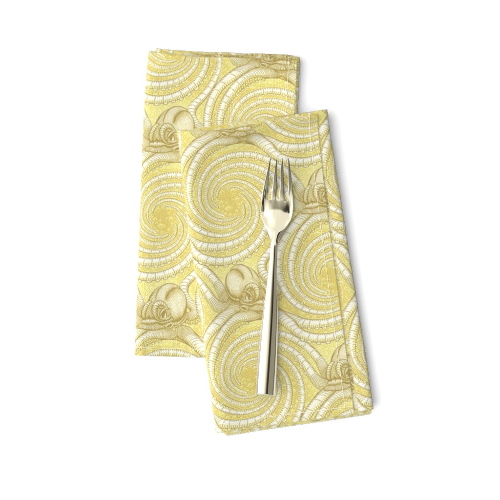 ★ KRAKEN ' ROLL ★ Monochrome Light Mustard Yellow - Small Scale / Collection : Kraken ' Roll – Steampunk Octopus Print