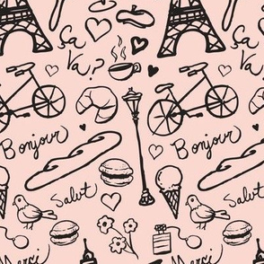 Parisian Vacation (black on pink)