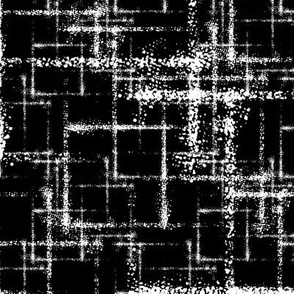 white on black geometric splattered crisscross