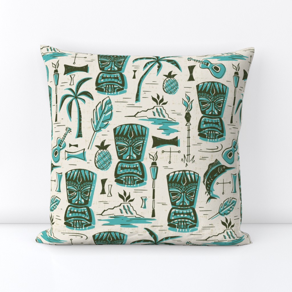 Tropical Tiki - Cream & Aqua