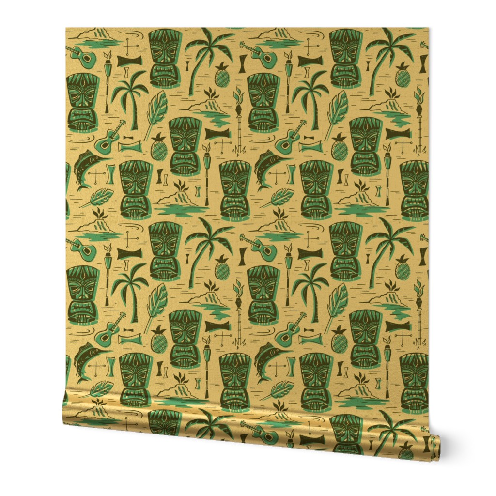 Tropical Tiki - Cream & Aqua