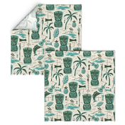 Tropical Tiki - Cream & Aqua