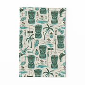 Tropical Tiki - Cream & Aqua