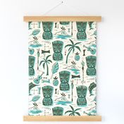 Tropical Tiki - Cream & Aqua