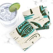 Tropical Tiki - Cream & Aqua Jumbo Scale