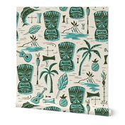 Tropical Tiki - Cream & Aqua Jumbo Scale