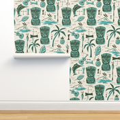 Tropical Tiki - Cream & Aqua Jumbo Scale