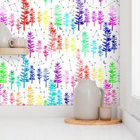 Starry Rainbow Forest - white background 