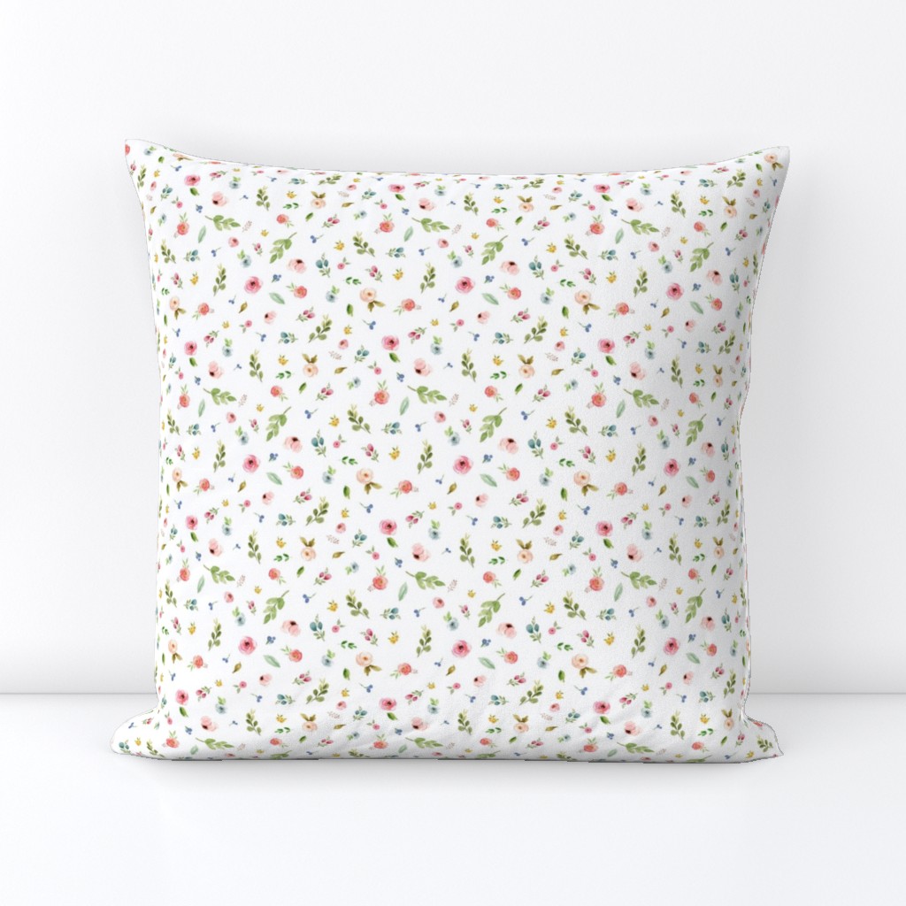 TINY Woodland Flowers - Pink Peach Blush Blue Floral