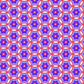 Red, Purple, Blue & White Geometric Circles Pattern