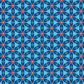 Daisy Pattern in Red, White & Blue