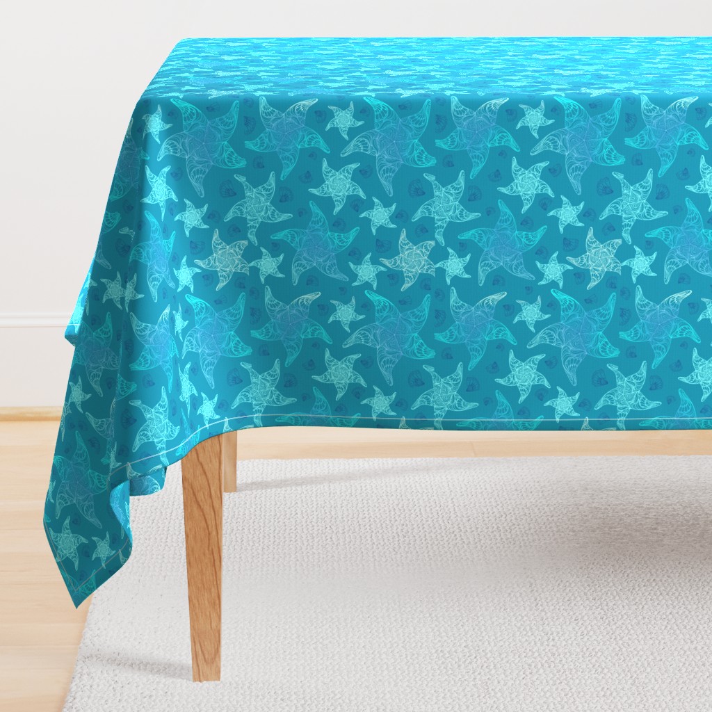 Aqua Blue Starfish Pattern