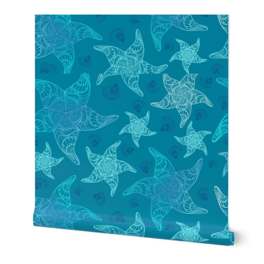 Aqua Blue Starfish Pattern