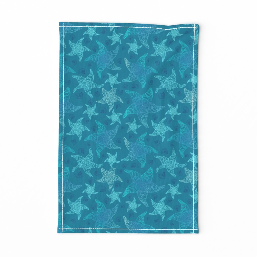 Aqua Blue Starfish Pattern